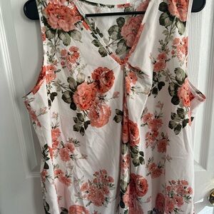 Floral Sleeveless Top - Pink and Green